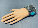 Massive 135 Gram Buffalo Head Native American Navajo Turquoise Sterling Silver Bracelet-Nativo Arts