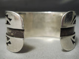 Unforgettable Vintage Native American Navajo Chainsaw Sterling Silver Turquoise Bracelet-Nativo Arts