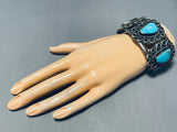 Museum Swirl Vintage Native American Navajo Blue Turquoise Sterling Silver Bracelet-Nativo Arts