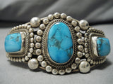 Important Vintage Native American Navajo Ricky Martinez Turquoise Sterling Silver Bracelet Cuff-Nativo Arts