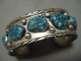 Chunky Dunky Blue Turquoise Vintage Native American Navajo Sterling Silver Bracelet-Nativo Arts