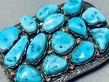 Spectacular Vintage Native American Navajo Morenci Turquoise Sterling Silver Buckle-Nativo Arts