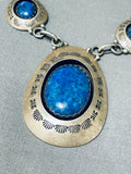 Signed Goodluck Family Vintage Native American Navajo Lapis Sterling Silver Necklace-Nativo Arts