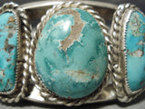 Outstanding Vintage Native American Navajo Pilot Mountain Turquoise Sterling Silver Bracelet-Nativo Arts