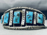 Exceptional Vintage Native American Navajo Morenci Turquoise Sterling Silver Bracelet Signed-Nativo Arts