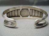 Detailed Vintage Native American Navajo Teadrop Turquoise Sterling Silver Bracelet Cuff Old-Nativo Arts
