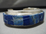 One Of The Best Vintage Native American Navajo Lapis Inlay Sterling Silver Bracelet Old-Nativo Arts