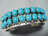Signed Vintage Native American Navajo Sleeping Beauty Turquoise Sterling Silver Bracelet Old-Nativo Arts