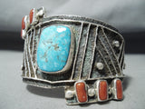 Dramatic Navajo Turquoise Sterling Silver Bracelet Native American-Nativo Arts