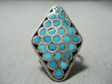 Early Museum Vintage Native American Zuni Turquoise Snake Eyes Sterling Silver Ring Old-Nativo Arts