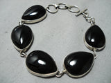 Louise Yazzie Navajo Black Onyx Sterling Silver Link Bracelet Native American-Nativo Arts