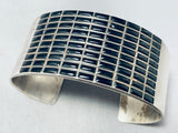 One Of The Best Vintage Native American Navajo Black Stone Sterling Silver Bracelet Cuff-Nativo Arts