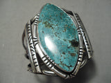 Towering Massive Vintage Native American Navajo Spiderweb Turquoise Sterling Silver Bracelet Old-Nativo Arts