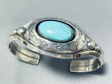 Astonishing Vintage Native American Navajo Blue Diamond Turquoise Sterling Silver Bracelet-Nativo Arts