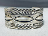 Important Vintage Native American Navajo Hand Repoussed Sterling Silver Thick Bracelet-Nativo Arts