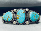 Heavy Quality Native American Navajo #8 Turquoise Sterling Silver Martinez Bracelet-Nativo Arts