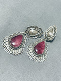 Gorgeous Vintage Native American Navajo Sugulite Sterling Silver Earrings Signed Rudy Willie-Nativo Arts