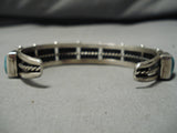Incredible Vintage Native American Navajo Domed Morenci Turquoise Sterling Silver Bracelet Old-Nativo Arts
