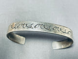 Delicately Hand Carved Intricate Vintage Native American Navajo Sterling Silver Bracelet-Nativo Arts