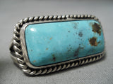 Unique Vintage Navajo 2 Finger Turquoise Sterling Silver Native American Ring-Nativo Arts