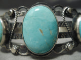 Early Vintage Native American Navajo Domed Turquoise Swirl Sterling Silver Bracelet Old-Nativo Arts