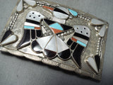 Bob Shank Vintage Zuni Turquoise Sterling Silver Buckle Native American Old-Nativo Arts