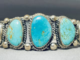 Tremendous Vintage Native American Navajo 5 Turquoise Sterling Silver Bracelet-Nativo Arts
