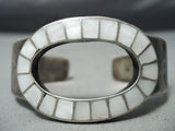 Window Rock Vintage Native American Navajo Mother Of Pearl Inlay Sterling Silver Bracelet-Nativo Arts