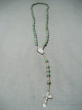 Incredible Native American Navajo Green Turquoise Sterling Silver Rosary Necklace-Nativo Arts