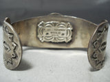 Paul Yellowhorse Vintage Native American Navajo Green Spider Turquoise Sterling Silver Bracelet-Nativo Arts