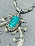 Amazing Vintage Native American Navajo Pilot Mountain Turquoise Sterling Silver Necklace-Nativo Arts