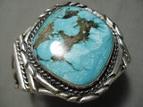 Important Vintage Native American Navajo Blue Diamond Turquoise Sterling Silver Bracelet Old-Nativo Arts