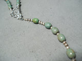 Rare Native American Navajo Green Turquoise Sterling Silver Rosary Necklace-Nativo Arts