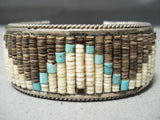 Incredible Detail! Vintage Native American Navajo Turquoise Heishi Sterling Silver Bracelet Old-Nativo Arts