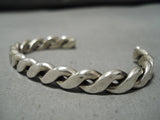 Exquisite Vintage Navajo Twisted Rope Sterling Silver Native American Bracelet-Nativo Arts