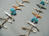 Interesting Vintage Native American Zuni Turquoise Fetish Sterling Silver Necklace Old-Nativo Arts