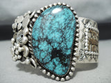 Amazing Native American Navajo Blue Diamond Turquoise Sterling Silver 12k Gold Bracelet-Nativo Arts