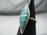 Marvelous Vintage Native American Navajo Cerrillos Turquoise Sterling Silver Ring Old-Nativo Arts