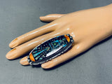 One Of The Biggest Ever Native American Navajo Outer Space Turquoise Sterling Silver Ring-Nativo Arts