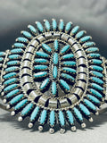 Amazing Vintage Native American Navajo Turquoise Cluster Needlepoint Sterling Silver Bracelet-Nativo Arts