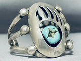 Huge Paw Vintage Native American Navajo Turquoise Sterling Silver Bracelet-Nativo Arts