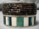 Best Vintage Native American Navajo Heishi Turquoise Inlay Sterling Silver Bracelet Old-Nativo Arts