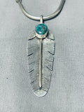 One Of The Best Vintage Native American Navajo Leaf Turquoise Sterling Silver Necklace-Nativo Arts