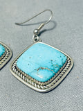 Dynamic Vintage Native American Navajo Kingman Turquoise Sterling Silver Earrings-Nativo Arts