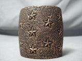 Amazing Navajo Huge Handcarved Copper Bracelet Native American-Nativo Arts