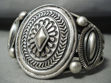 Native American Heavy Shield Vintage Navajo Sterling Silver Repoussed Bracelet Signed!-Nativo Arts