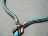 Native American Exceptional Vintage Navajo Turquoise Heishi Sterling Silver Necklace Old-Nativo Arts