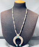 Longer Vintage Native American Navajo Turquoise Sterling Silver Necklace-Nativo Arts