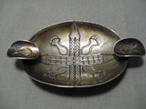 Early 1900's Vintage Native American Navajo Coin Silver Sterling Ashtray Old-Nativo Arts