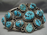 Tremendous Vintage Native American Navajo Chunky Turquoise Sterling Silver Bracelet Old-Nativo Arts